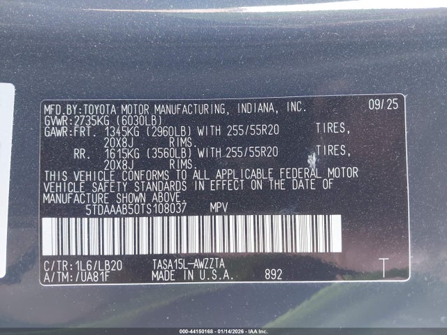 Toyota Grand Highlander Platinum 2026 5TDAAAB50TS108037 Image 9