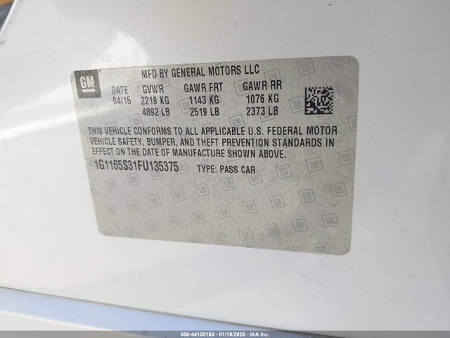 1G1165S31FU135375 Chevrolet IMPALA 2LZ