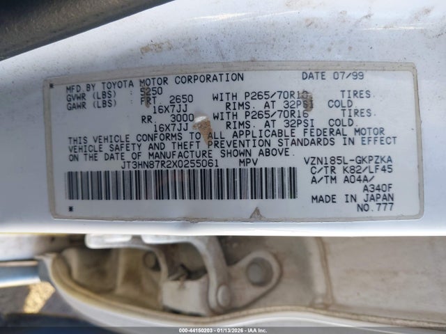 1999 TOYOTA 4RUNNER JT3HN87R2X0255061 Photo 8