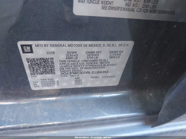 3GCPWCED0LG184351 Chevrolet Silverado 1500 2wd Short Bed Lt