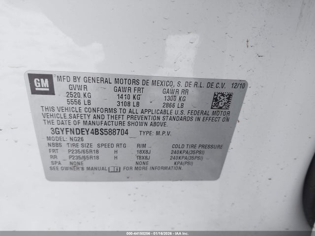 2011 CADILLAC SRX 3GYFNDEY4BS588704 Photo 8