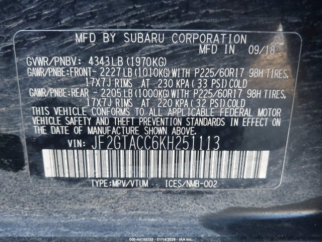 Subaru Crosstrek 2.0i Premium 2019 JF2GTACC6KH251113 Image 9