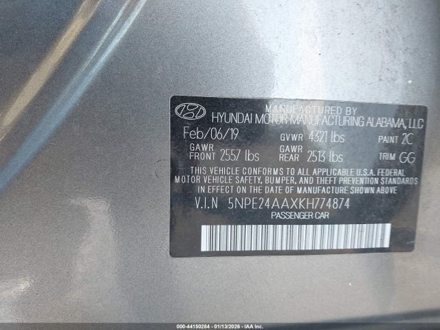 5NPE24AAXKH774874 Hyundai SONATA ECO