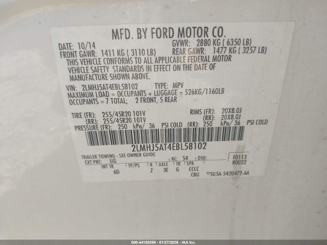 Lincoln Mkt Ecoboost 2014 2LMHJ5AT4EBL58102 Image 9