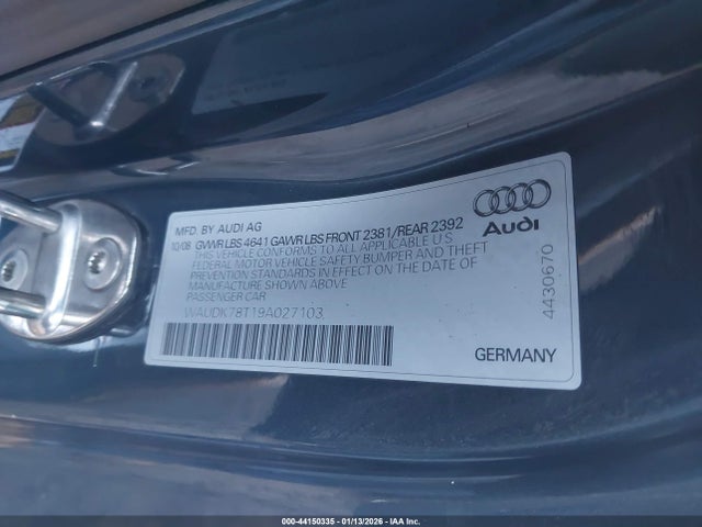 Продажа на аукционе авто 2009 Audi A5 3.2l, vin: WAUDK78T19A027103, номер лота: 44150335