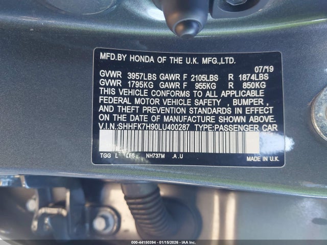 SHHFK7H90LU400287 Honda Civic Sport Touring
