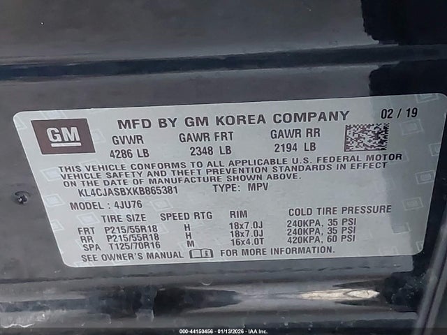 KL4CJASBXKB865381 Buick Encore Fwd Preferred