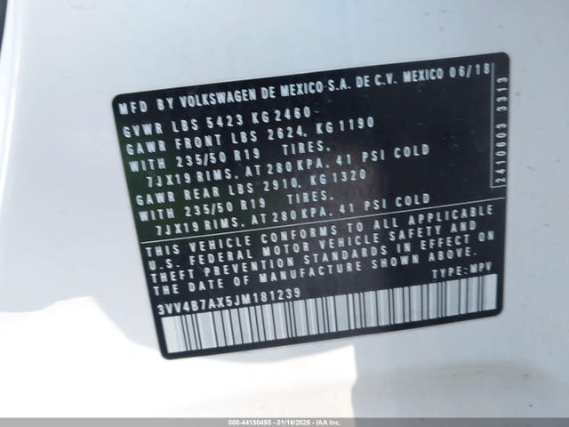 3VV4B7AX5JM181239 Volkswagen Tiguan 2.0t Sel Premium