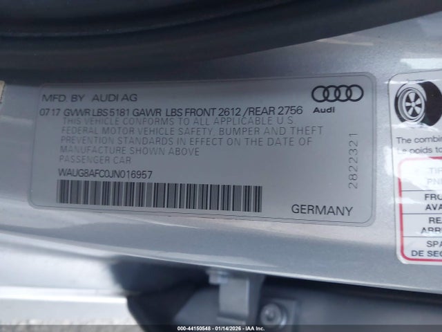 Aukcja sprzedaży 2018 Audi A6 2.0t Premium, vin: WAUG8AFC0JN016957, numer aukcji: 44150548