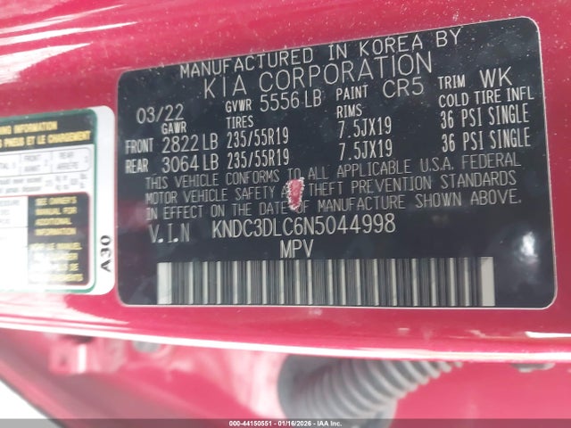 KNDC3DLC6N5044998 KIA Ev6 Wind