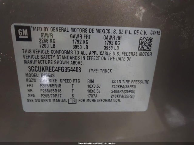 Chevrolet Silverado 1500 2lt 2015 3GCUKREC4FG354403 Image 9