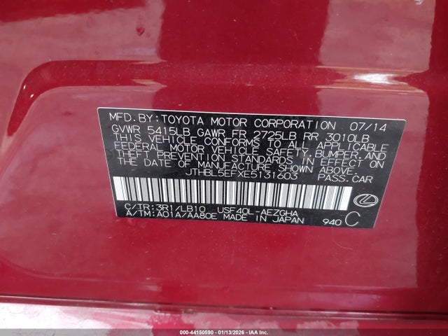 2014 LEXUS LS 460 JTHBL5EFXE5131603 Photo 8