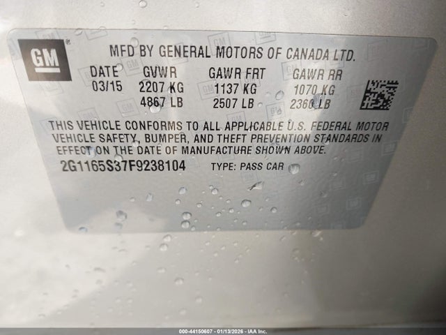 Chevrolet IMPALA 2LZ 2015 2G1165S37F9238104 Image 9