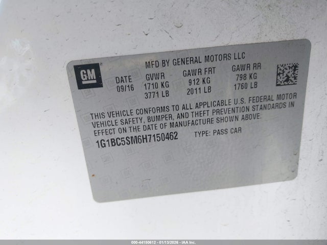1G1BC5SM6H7150462 Chevrolet Cruze Ls Auto