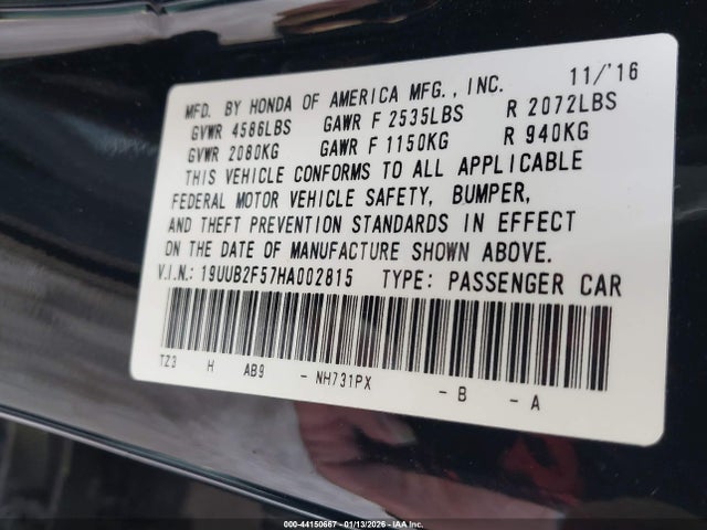 Aukcja sprzedaży 2017 Acura Tlx Technology Package, vin: 19UUB2F57HA002815, numer aukcji: 44150667