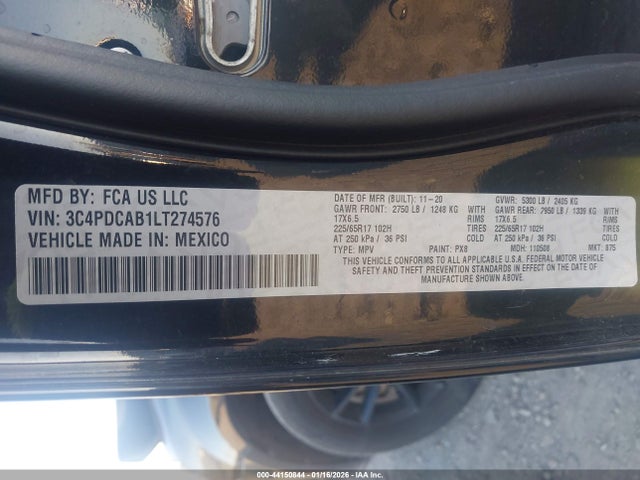 2020 DODGE JOURNEY 3C4PDCAB1LT274576 Photo 8