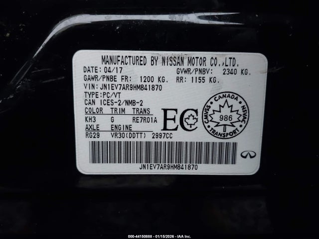 JN1EV7AR9HM841870 Infiniti Q50 3.0t Premium/3.0t Signature Edition/3.0t Sport