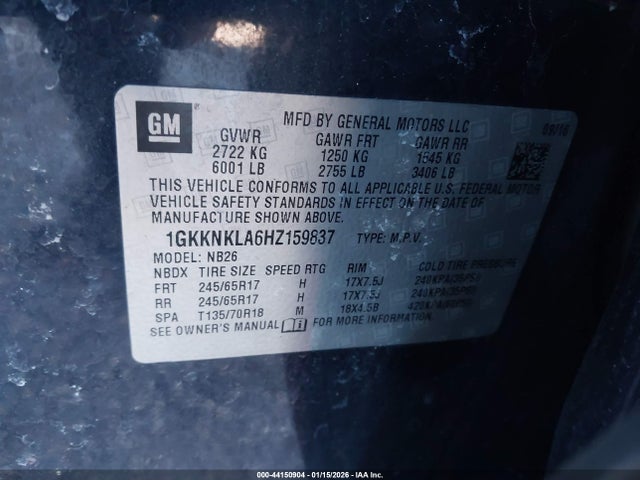 2017 Gmc Acadia Sle-1 მანქანა იყიდება აუქციონზე, vin: 1GKKNKLA6HZ159837, აუქციონის ნომერი: 44150904