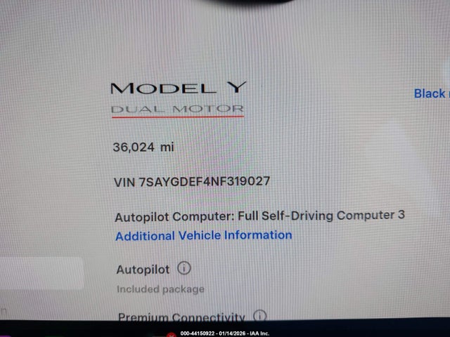 7SAYGDEF4NF319027 Tesla Model Y Performance Dual Motor All-wheel Drive