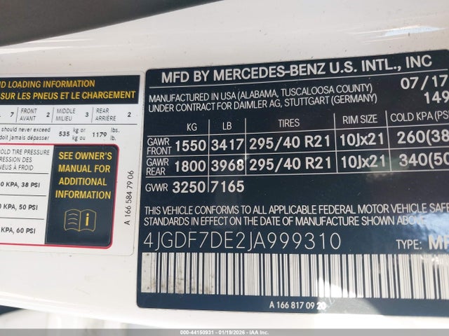 Mercedes-Benz Gls 550 4matic 2018 4JGDF7DE2JA999310 Image 9