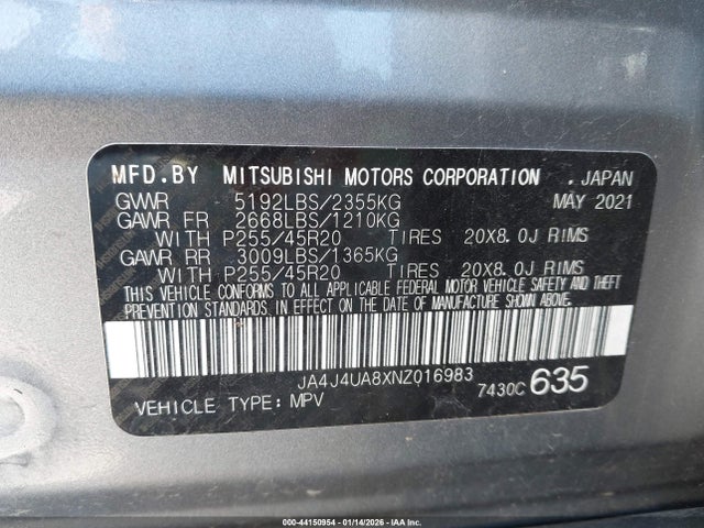 2022 MITSUBISHI OUTLANDER JA4J4UA8XNZ016983 Photo 8