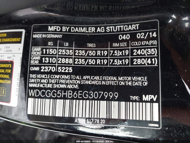 WDCGG5HB6EG307999 Mercedes-Benz GLK 350