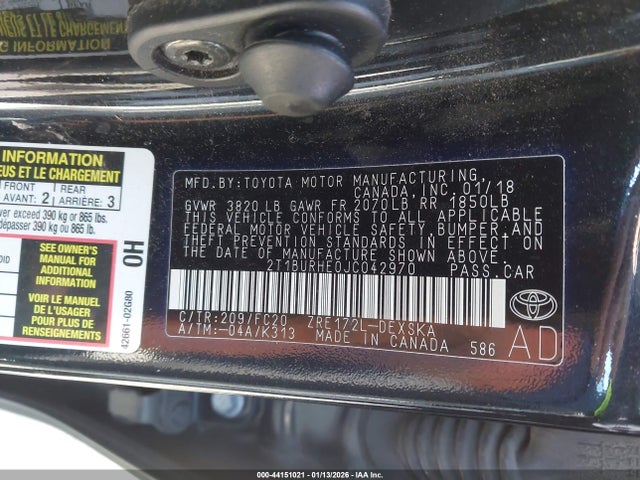 2T1BURHE0JC042970 Toyota COROLLA SE