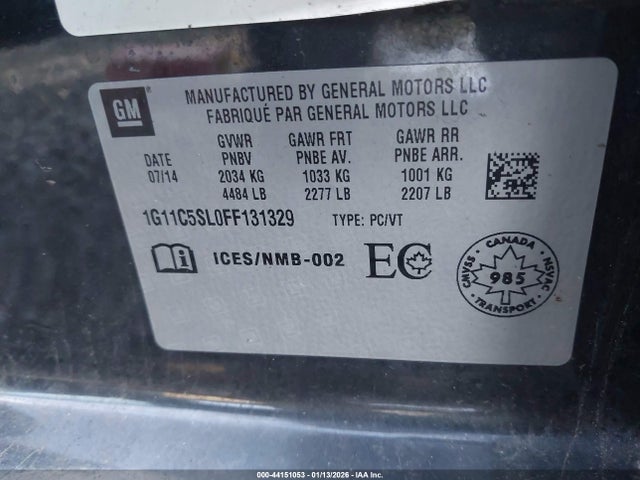 1G11C5SL0FF131329 Chevrolet MALIBU 1LT