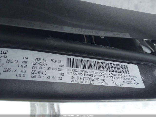 1C4PJMDX2KD122607 Jeep Cherokee Limited 4x4