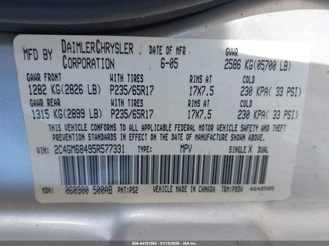 2005 CHRYSLER PACIFICA 2C4GM68495R577331 Photo 8