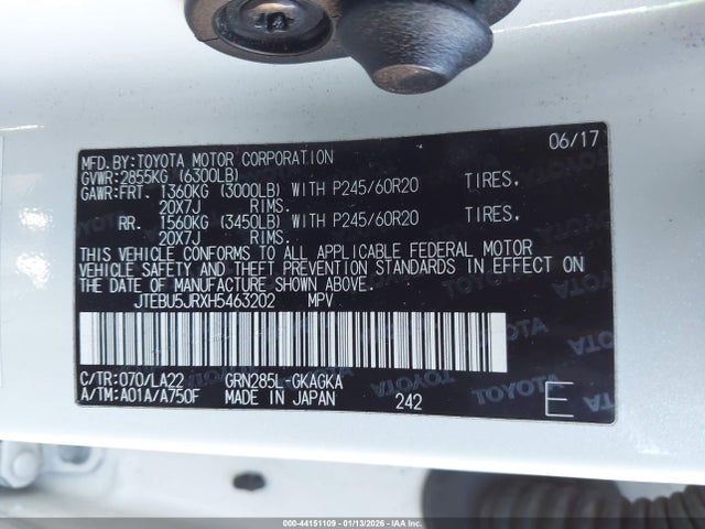 Toyota 4runner Limited 2017 JTEBU5JRXH5463202 Image 9
