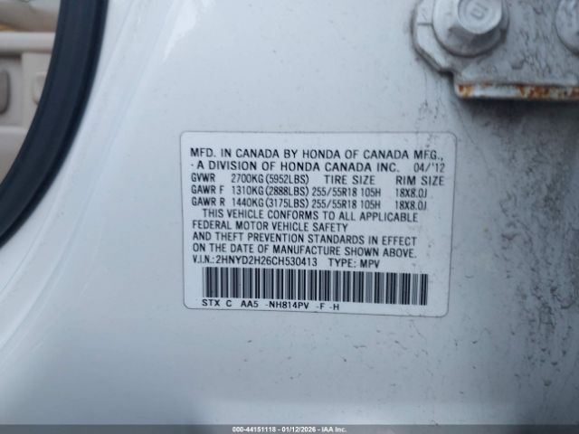 2012 ACURA MDX 2HNYD2H26CH530413 Photo 8