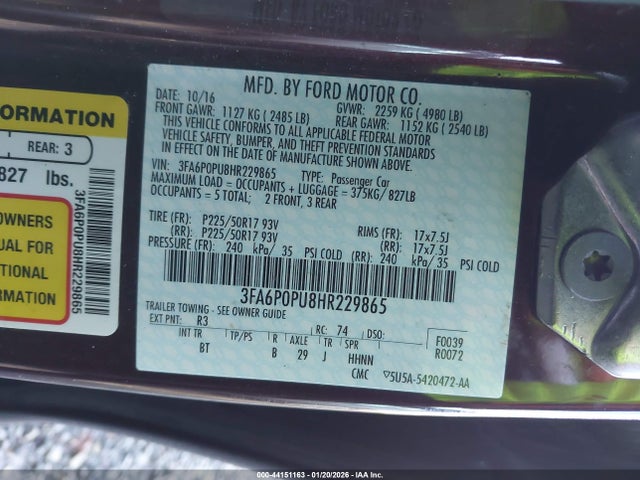 3FA6P0PU8HR229865 Ford Fusion Energi Se Luxury