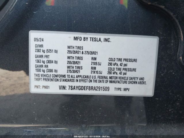 2024 TESLA MODEL Y 7SAYGDEF8RA291509 Photo 8