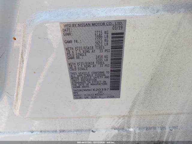 Nissan Pathfinder Sv 2019 5N1DR2MN9KC620397 Image 9