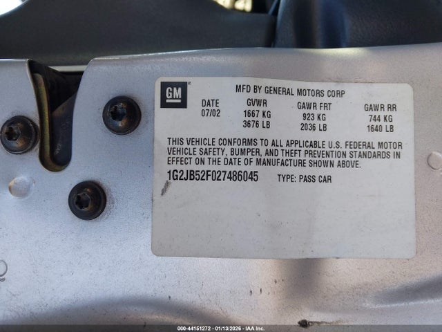2002 PONTIAC SUNFIRE 1G2JB52F027486045 Photo 8