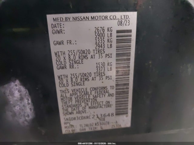 Nissan Pathfinder Sl 4wd 2024 5N1DR3CDXRC213648 Image 9