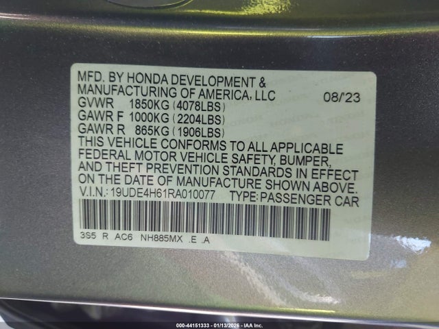 19UDE4H61RA010077 Acura Integra A-spec Technology