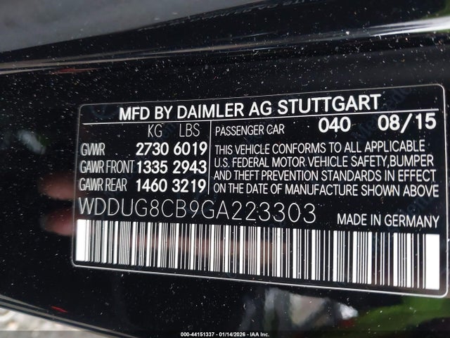 2016 Mercedes-benz S 550 მანქანა იყიდება აუქციონზე, vin: WDDUG8CB9GA223303, აუქციონის ნომერი: 44151337
