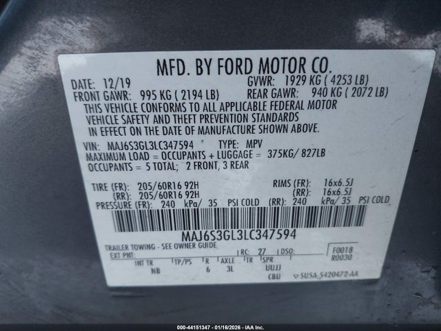 2020 FORD ECOSPORT MAJ6S3GL3LC347594 Photo 8