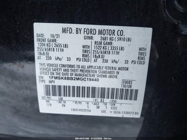 2021 FORD EXPLORER 1FMSK8BB2MGC19440 Photo 8