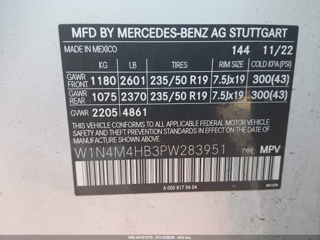 W1N4M4HB3PW283951 Mercedes-Benz Glb 250 4matic