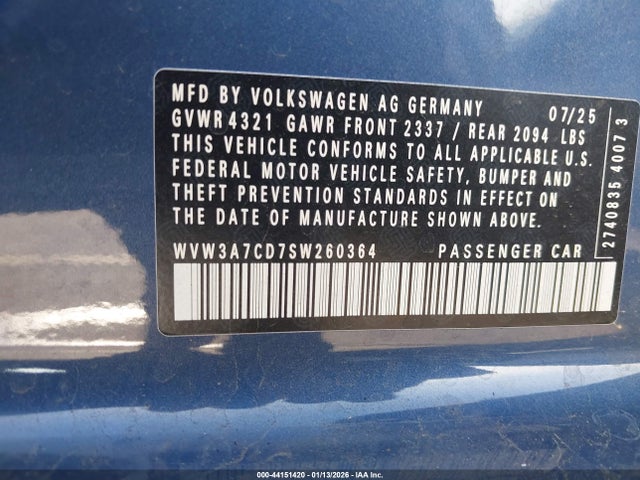 2025 VOLKSWAGEN GOLF GTI WVW3A7CD7SW260364 Photo 8