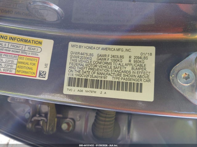 1HGCV2F35JA019197 Honda Accord Sport 2.0t