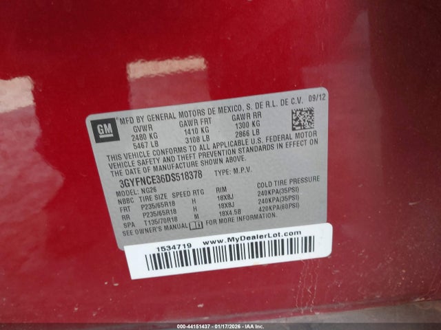 2013 CADILLAC SRX 3GYFNCE36DS518378 Photo 8