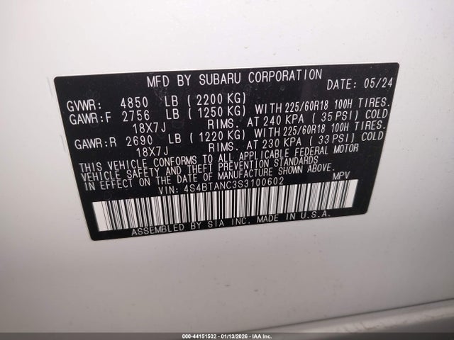 4S4BTANC3S3100602 Subaru Outback Limited
