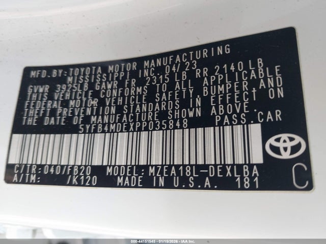 Toyota COROLLA LE 2023 5YFB4MDEXPP035848 Image 9