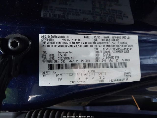 2016 FORD FOCUS 1FADP3F26GL248131 Photo 8