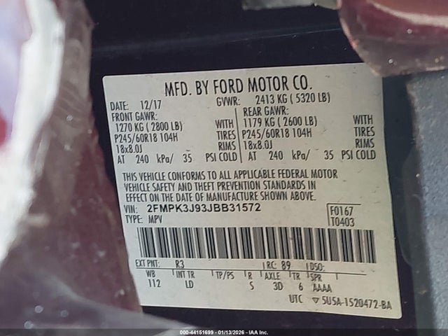 Ford EDGE SEL 2018 2FMPK3J93JBB31572 Image 9