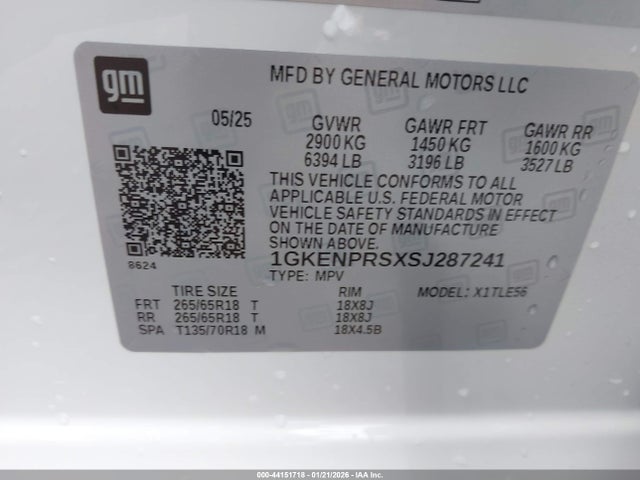 Aukcja sprzedaży 2025 Gmc Acadia Awd At4, vin: 1GKENPRSXSJ287241, numer aukcji: 44151718